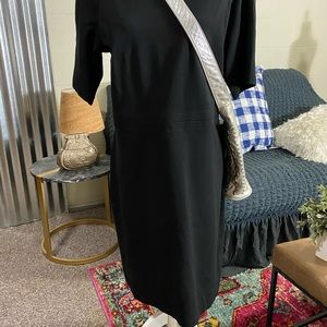 Talbots Black Ponte Knit Shift Dress 12